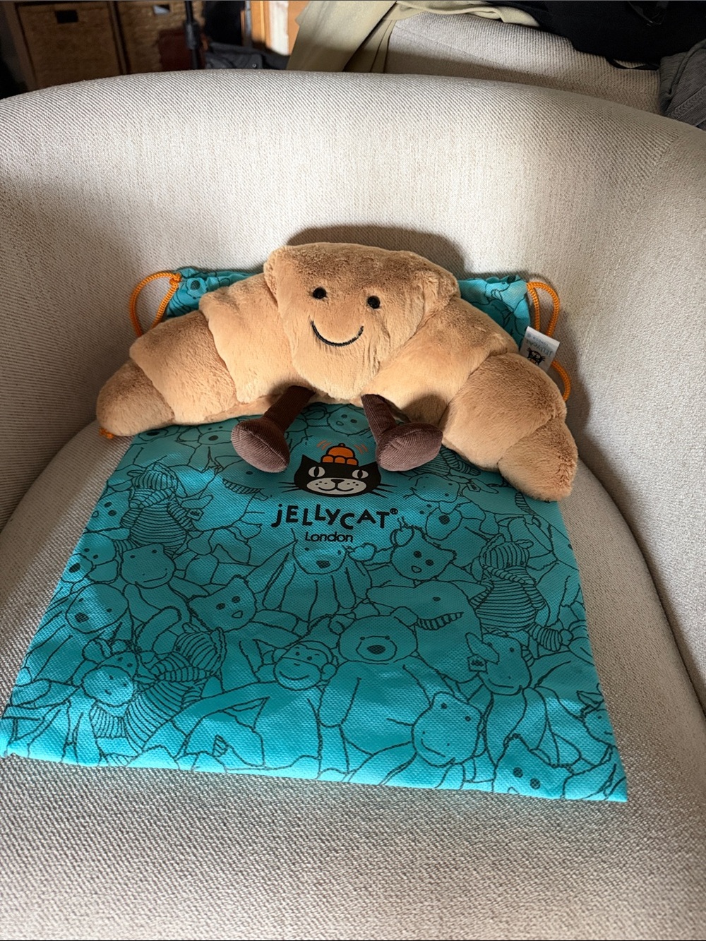 Jellycat Tan Croissant Plush with Brown Feet